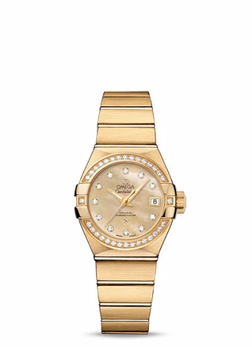 Omega Constellation Co-Axial 27 Brushed Yellow Gold Diamond / Champagne MOP 123.55.27.20.57.002 (12355272057002)